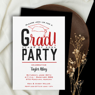 Invitación Partido de Graduación Negra y Escarlata