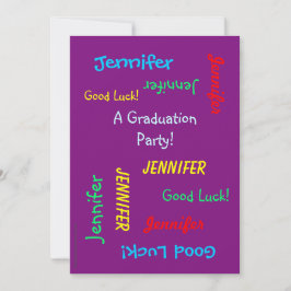 Invitación Partido de Graduación, Nombre Personalizado, Púrpu