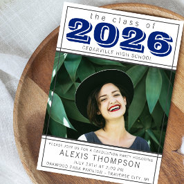 Invitación Partido de Graduación Open House 2025 Foto Azul