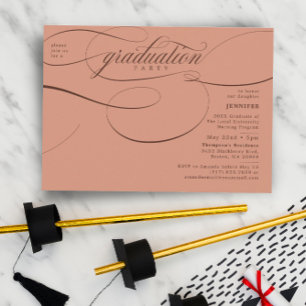 Invitación Partido de Graduación Pale Terracotta con Guión Cl