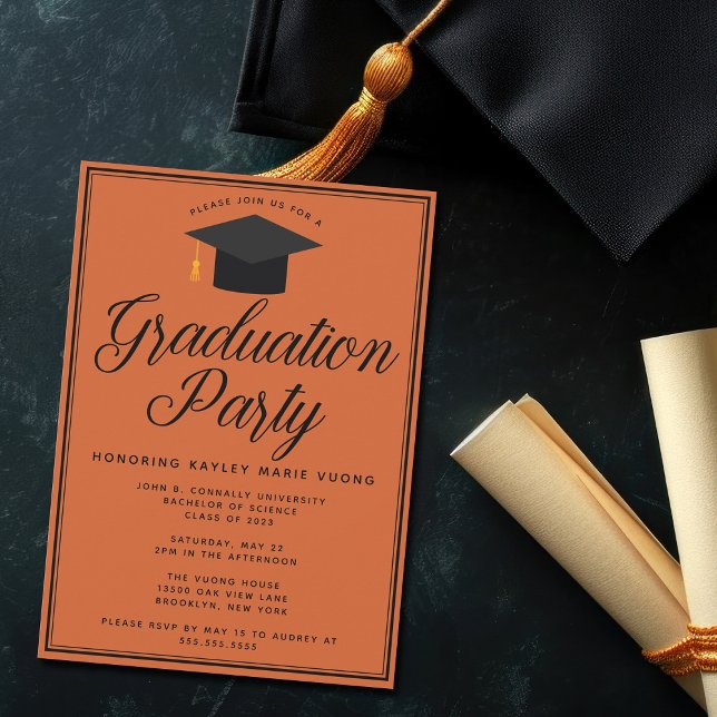 Invitación Partido de Graduación Personalizada de Naranja Que (Subido por el creador)