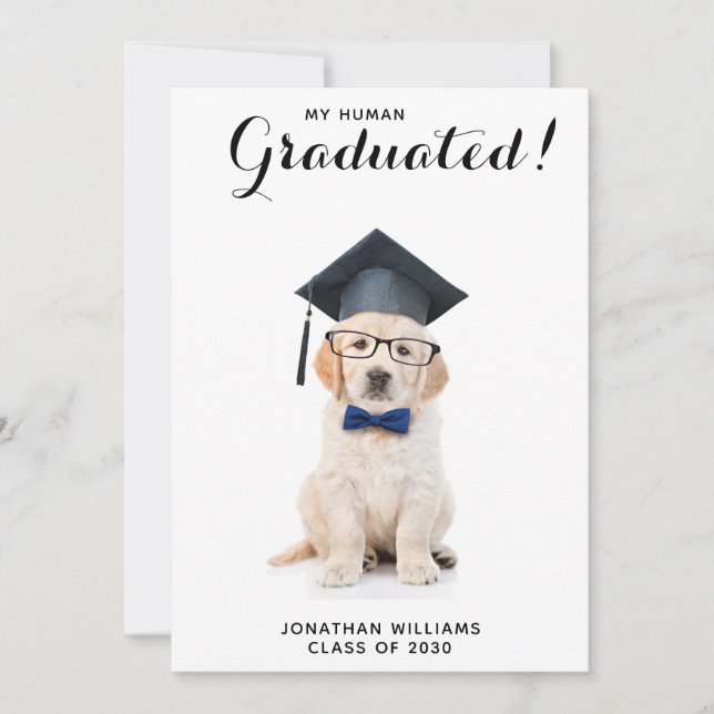 Invitación Partido de Graduación Personalizada de Perro Cacho (Anverso)