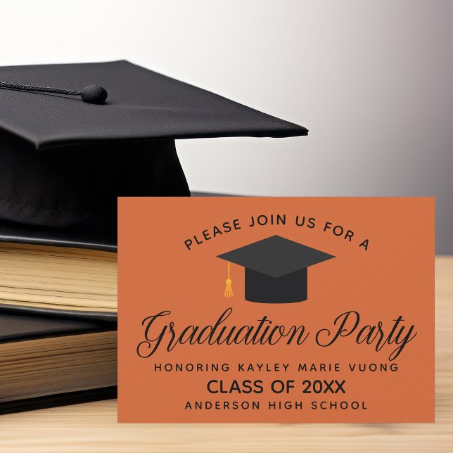 Invitación Partido de Graduación Personalizada Moderna naranj (Subido por el creador)