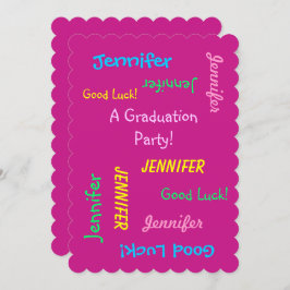 Invitación Partido de Graduación, Personalizado Hot Pink Dos 