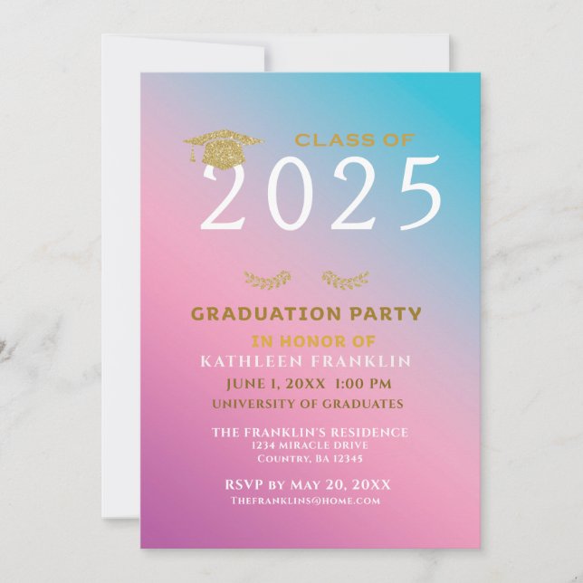 Invitación Partido de Graduación Pink Blue Personaliza (Anverso)