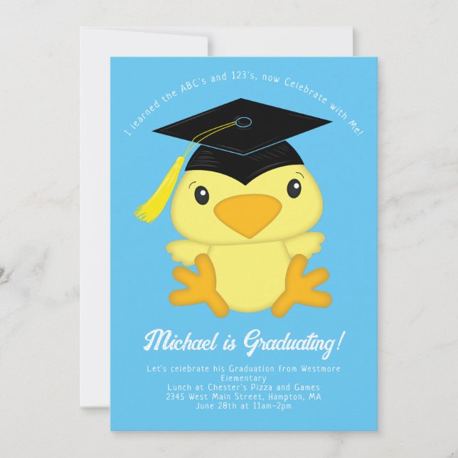 Invitación Partido de Graduación Primaria Chick Kid Kindergar (Anverso)