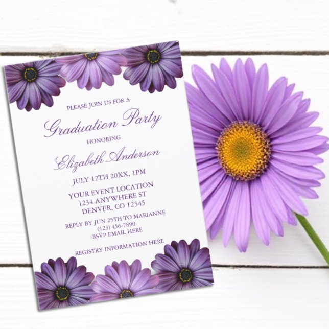 Invitación Partido de Graduación Purple Floral (Subido por el creador)