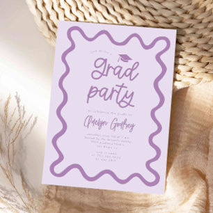 Invitación Partido de Graduación Púrpura de Línea Aguda