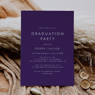 Invitación Partido de Graduación Púrpura de moda