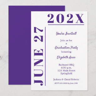 Invitación Partido de Graduación Púrpura y Blanca