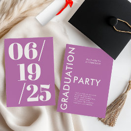 Invitación Partido de Graduación Púrpura y Negrita Moderna