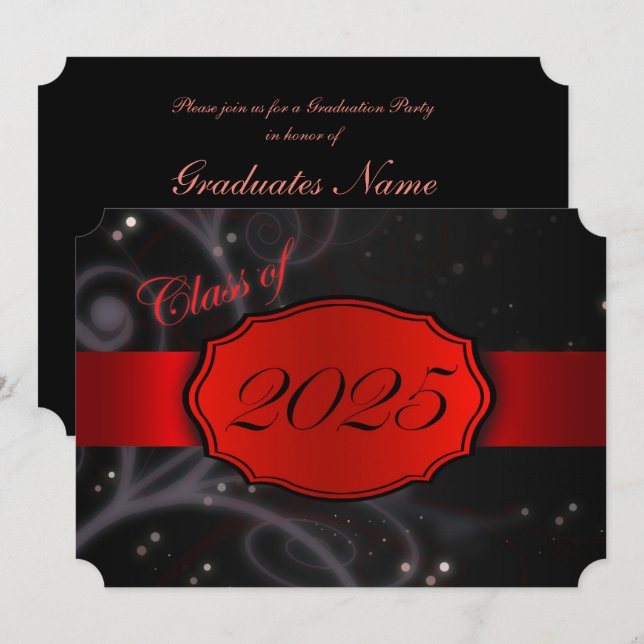 Invitación Partido de Graduación Red and Black 2025 (Anverso / Reverso)