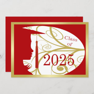 Invitación Partido de Graduación Red and Gold Silhouette 2025
