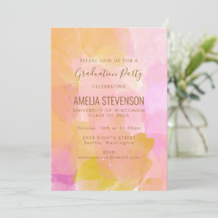 Invitación Partido de Graduación Resumen de Acuarela Rosa y O
