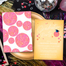 Partido de Graduación Retro Disco Óptico Rosa y Na