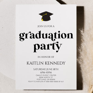 Invitación Partido de Graduación Retro Moderno minimalista