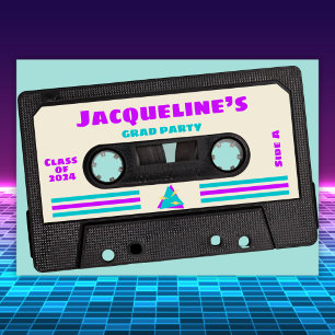 Invitación Partido de Graduación Retro Ochties Mix Tape 2025