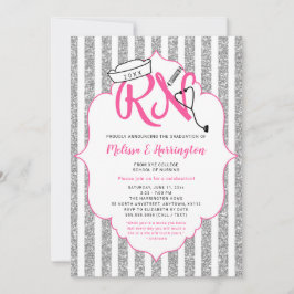 Invitación Partido de graduación RN de Purpurina de Plata Ros