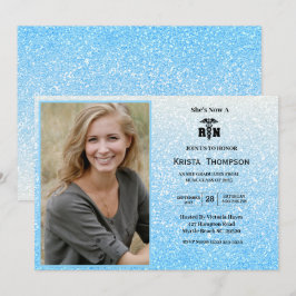 Invitación Partido de Graduación RN Foto Purpurina Azul
