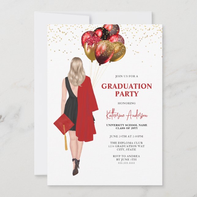 Invitación Partido de Graduación Roja Femenina (Anverso)