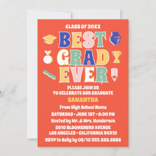 Invitación Partido de Graduación Roja Retro Mejor Grado