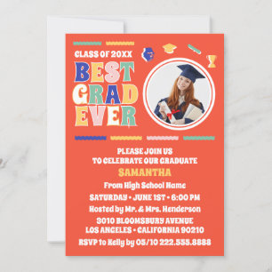 Invitación Partido de Graduación Roja Retro Mejor Grado de la