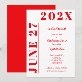 Invitación Partido de Graduación Roja y Blanca