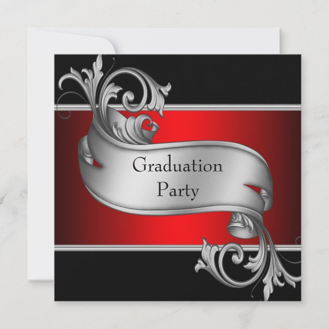 Invitación Partido de Graduación Rojo y Negro (Anverso)
