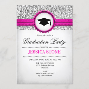 Invitación Partido de Graduación - Rosa blanco plateado