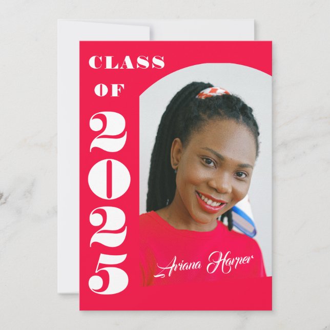 Invitación Partido de Graduación Rosa de Guión de Moda de mod (Anverso)