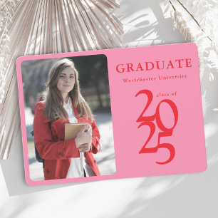 Invitación Partido de Graduación Rosa de High School Photo Re