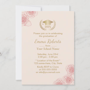 Invitación Partido de Graduación Rosa Vintage Floral Girly