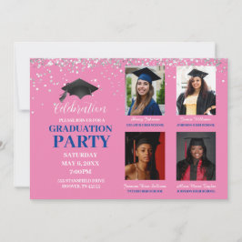Invitación Partido de Graduación Rosa y Azul de Múltiples Fot