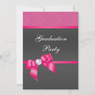 Invitación Partido de Graduación Rosa y Negro Caliente