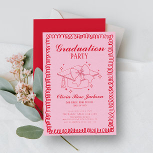 Invitación Partido de Graduación Rosa y Rojo