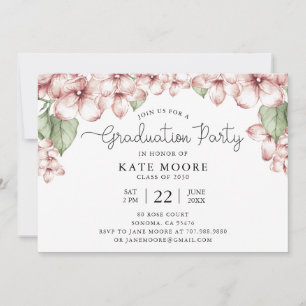 Invitación Partido de Graduación Rubor Pink Floral Botánico