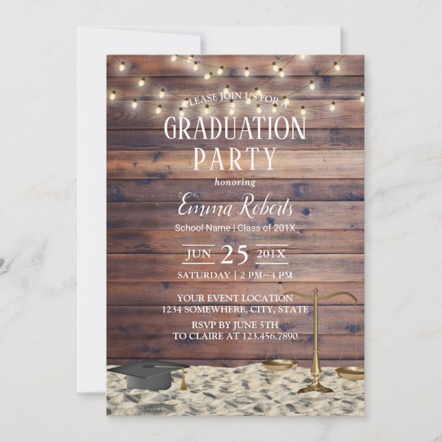 Invitación Partido de Graduación Rustic Beach de la Facultad  (Anverso)