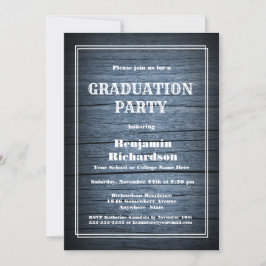 Invitación Partido de Graduación Rustic Blue Barn Wood
