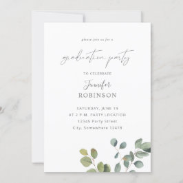Invitación Partido de Graduación Rustic Eucalyptus Greenery D