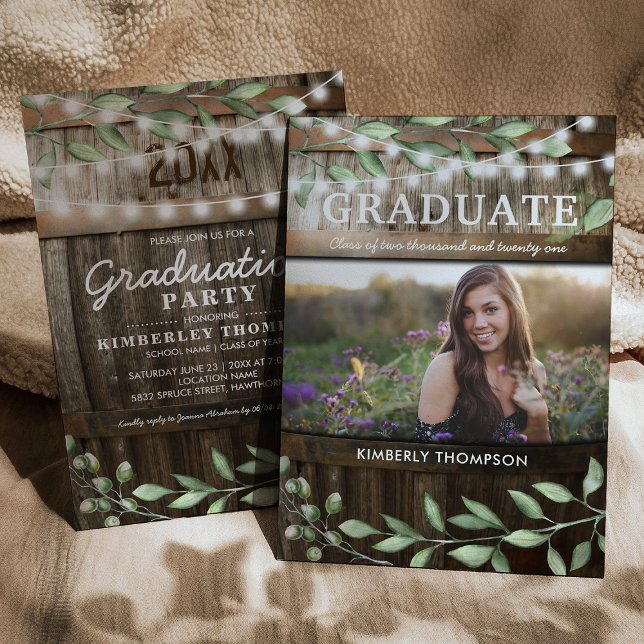 Invitación Partido de Graduación Rustic Greenery Photo 2023 (Subido por el creador)
