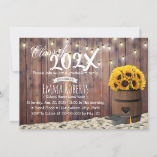 Invitación Partido de Graduación Rustic Sunflower & String Li