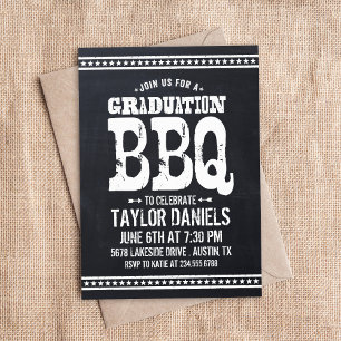 Invitación Partido de Graduación Rustic Vintage Chalkboard BB