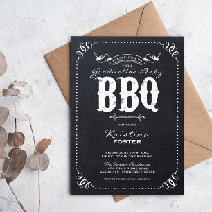Invitación Partido de Graduación Rustic Vintage Chalkboard BB