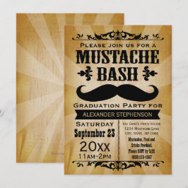 Invitación Partido de Graduación Rustic Vintage Mustache Bash