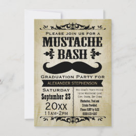 Invitación Partido de Graduación Rustic Vintage Mustache Bash