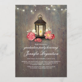 Invitación Partido de Graduación Rustic Wood and Lantern Barn