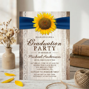 Invitación Partido de Graduación Rústica Barn Wood Cinta de G