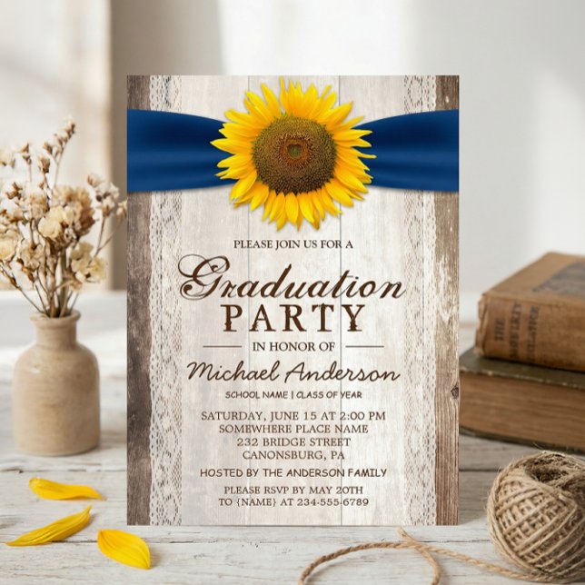 Invitación Partido de Graduación Rústica Barn Wood Cinta de G (Subido por el creador)