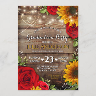 Invitación Partido de Graduación Rústica del Girasol y el Ros