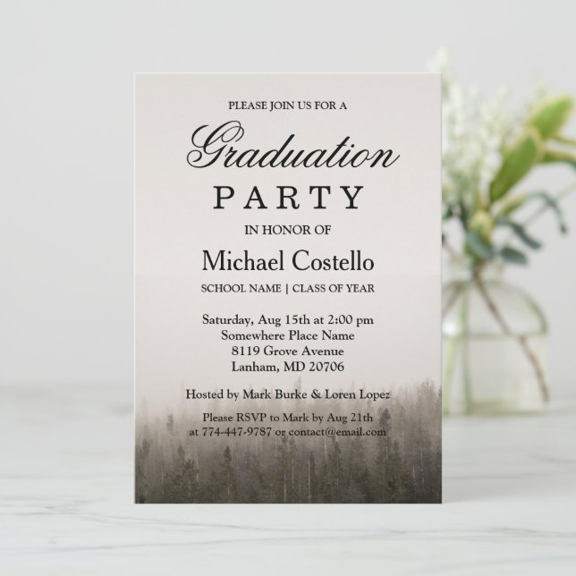Invitación Partido de Graduación Rústica del Paisaje Nocivo F (Anverso de pie)